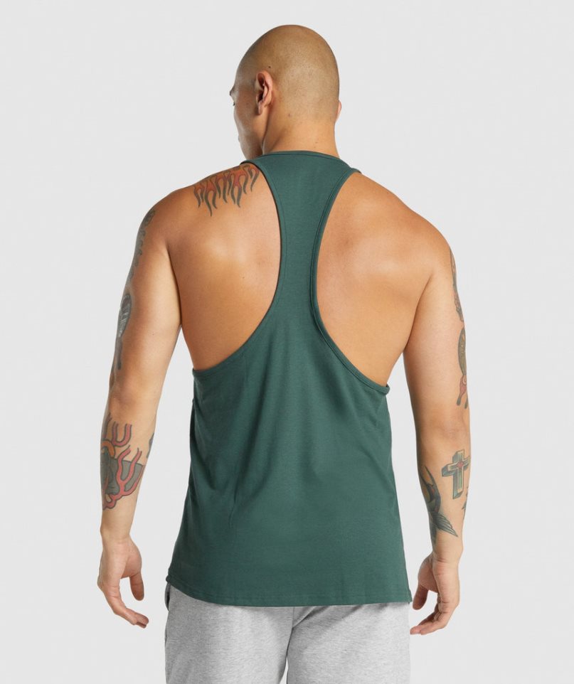 Men's Gymshark Critical 2.0 Stringer Tanks Dark Green | CA 36N871